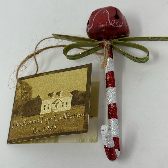 NEW The Round Top Collection Jingle Bell Candy Cane Ornament Metal D6 - Picture 1 of 5